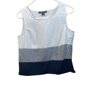 Perceptions Petite Sleeveless Top Color Block White Black Career Tank